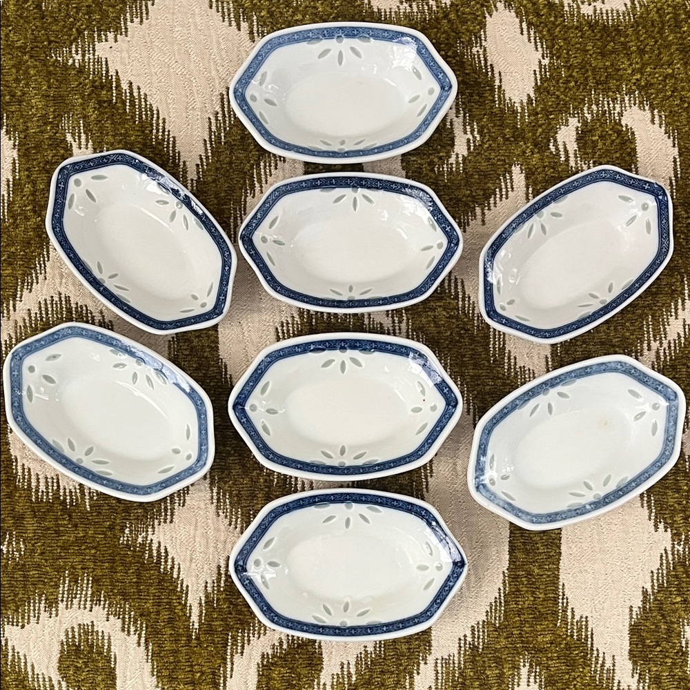 •VINTAGE CHINOISERIE PETITE SERVING DISHES SET/8 PALM BEACH MAXIMALIST•
